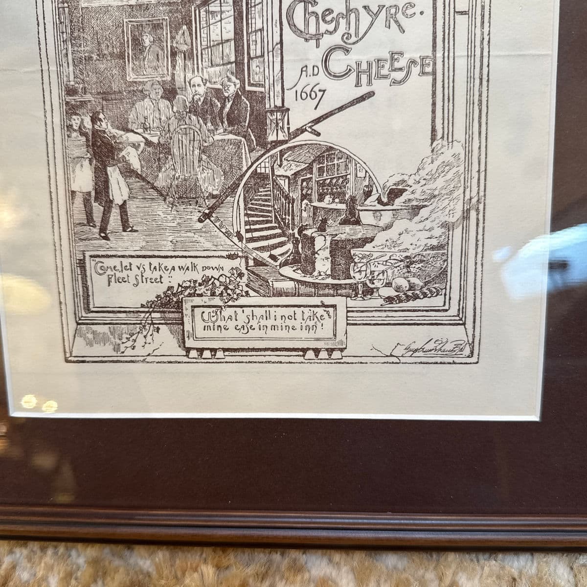 Vintage London Pub Ye Olde Cheshire Cheese Menu, Framed - Thumbnail 6