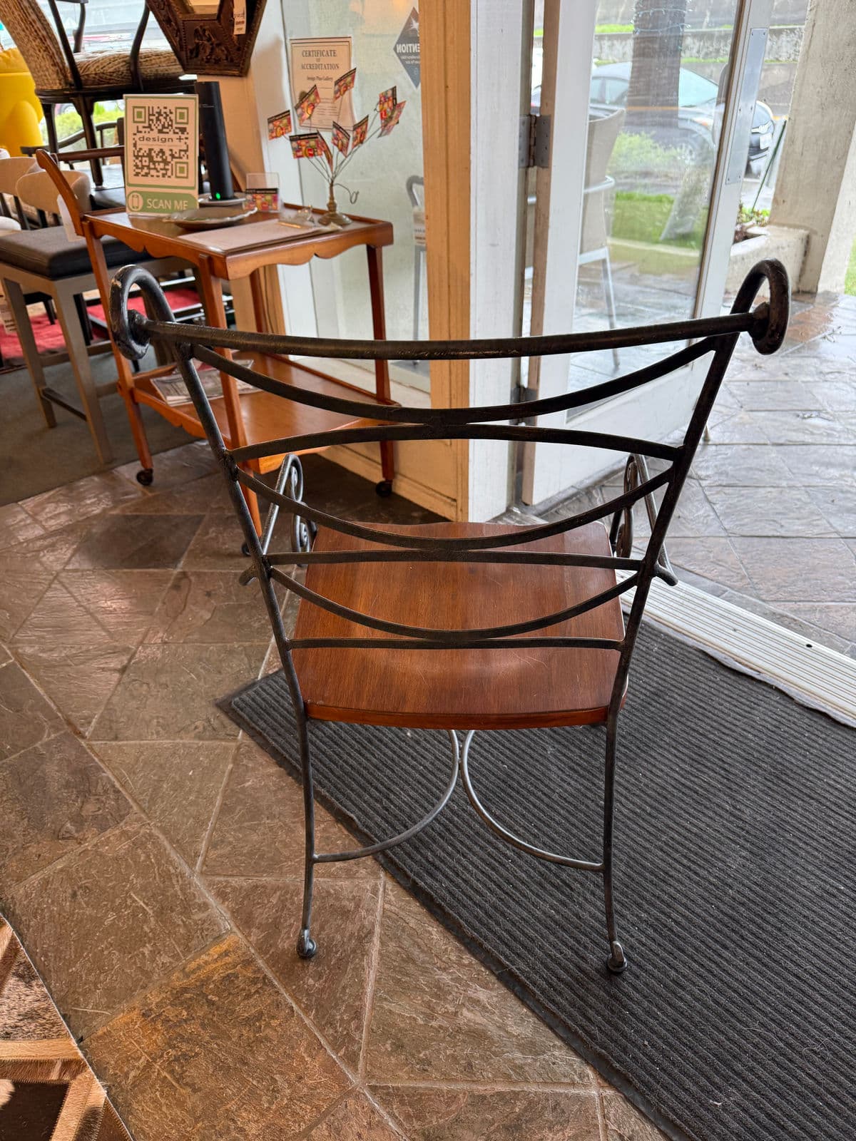 Vintage Spanish Iron + Wood Arm Chairs, Pair - Thumbnail 6