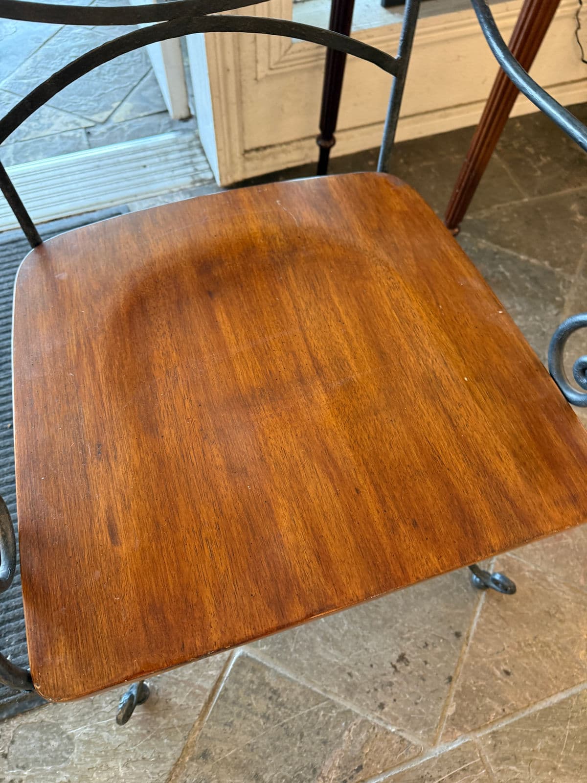 Vintage Spanish Iron + Wood Arm Chairs, Pair - Thumbnail 8