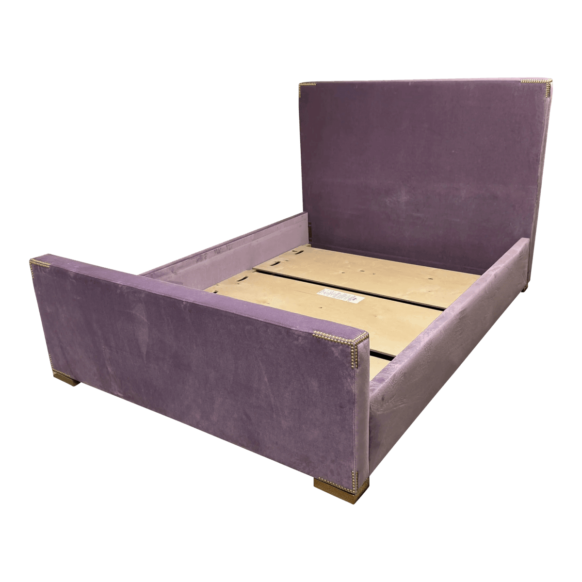 Queen Size Jonathan Adler Connery Venice Amethyst Velvet Bed Frame - Thumbnail 2