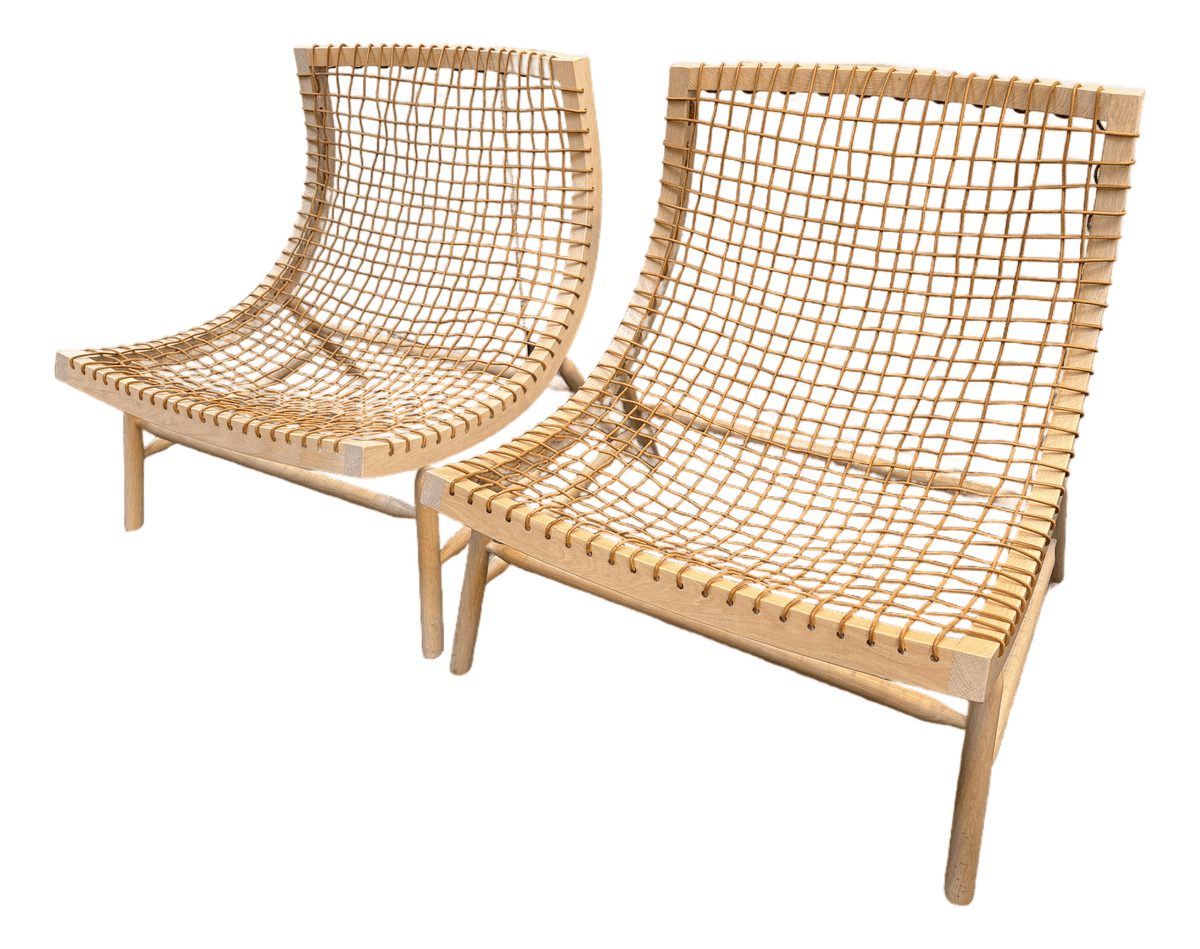 Enzo Berti for Saba Italia Sitar Wood + Rope Chairs, Pair - Thumbnail 2