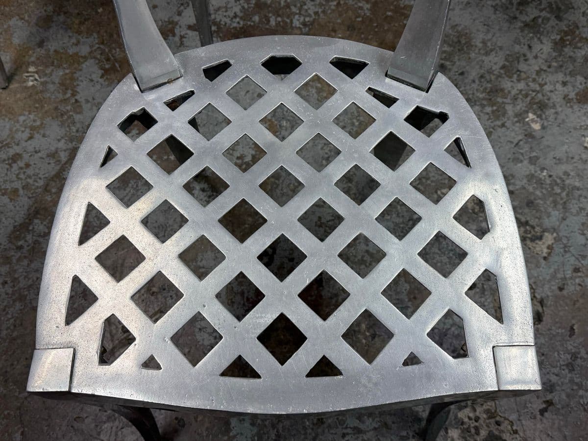 Circa 1970's Aluminum Klismos Side Dining Chairs, Set of Six - Thumbnail 9