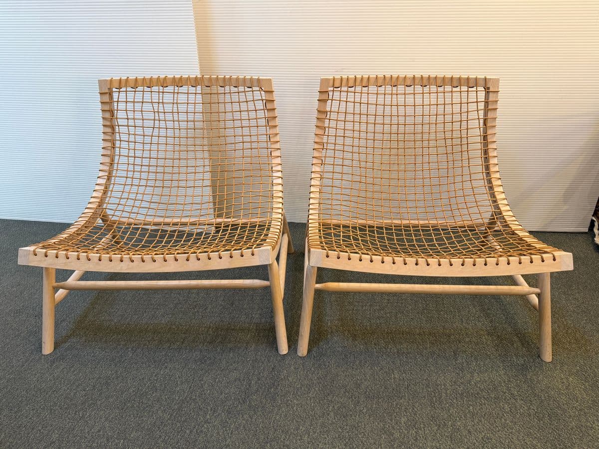 Enzo Berti for Saba Italia Sitar Wood + Rope Chairs, Pair - Thumbnail 3