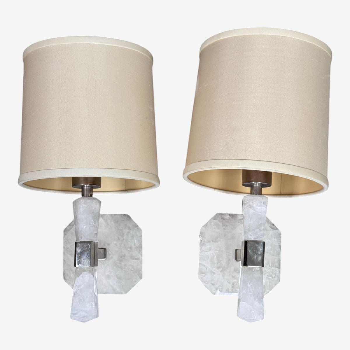 Barbara Barry for Kallista Counterpoint Rock Crystal Wall Sconces, Pair - Image 1