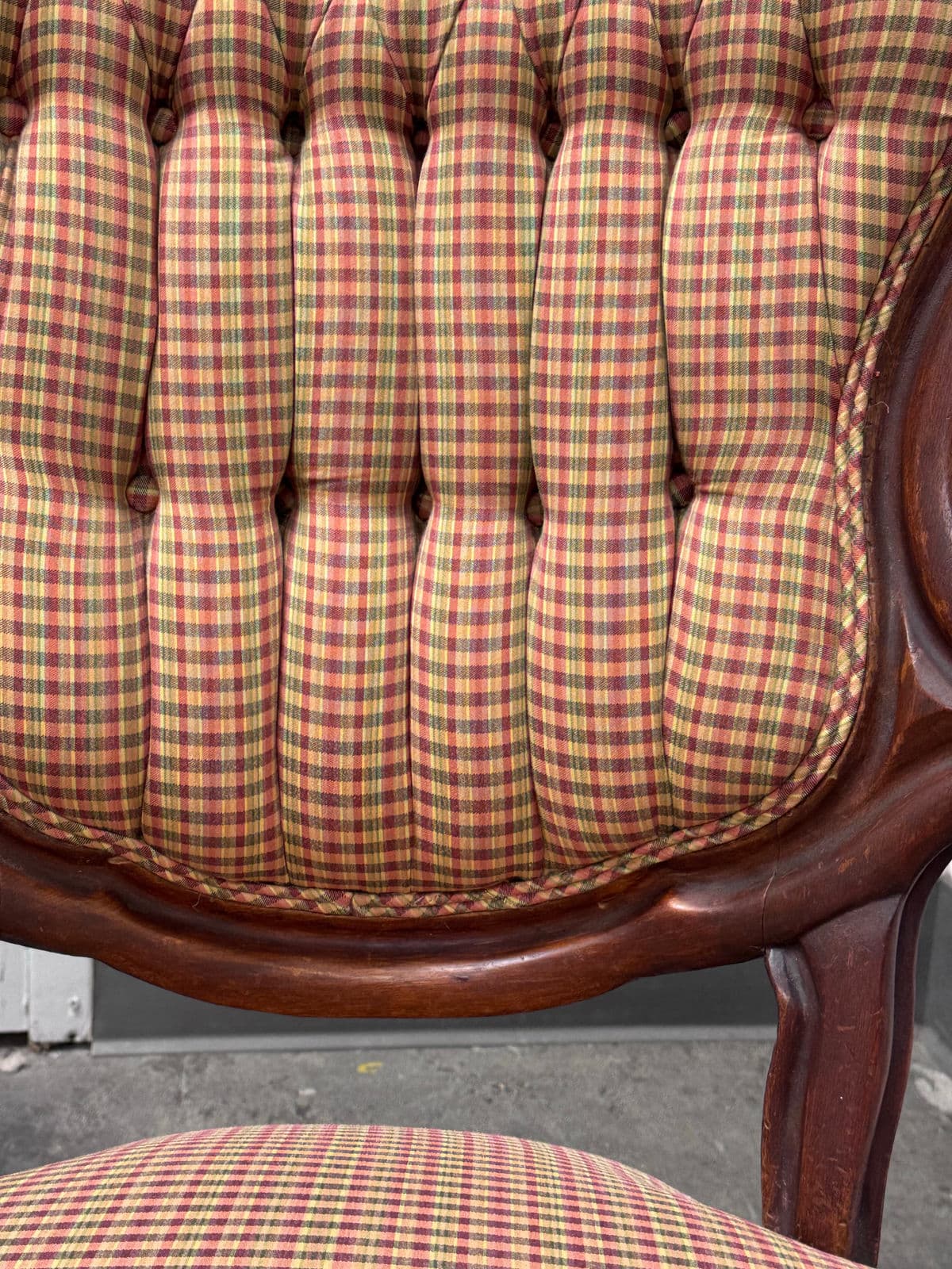 Victorian Eastlake Style Plaid Parlor Chair - Thumbnail 10