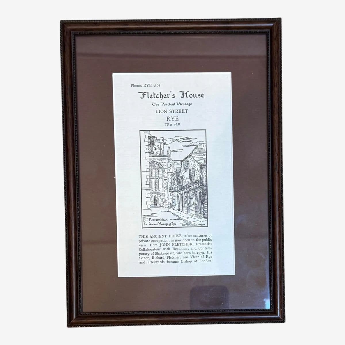 Vintage Fletcher's House Promotional Flyer, Mounted and Framed - Image 1