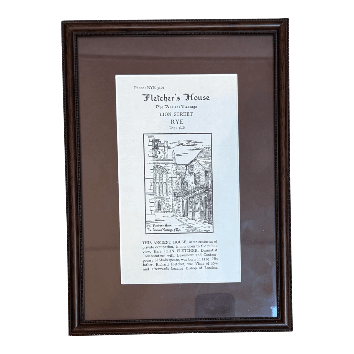 Vintage Fletcher's House Promotional Flyer, Mounted and Framed - Thumbnail 2