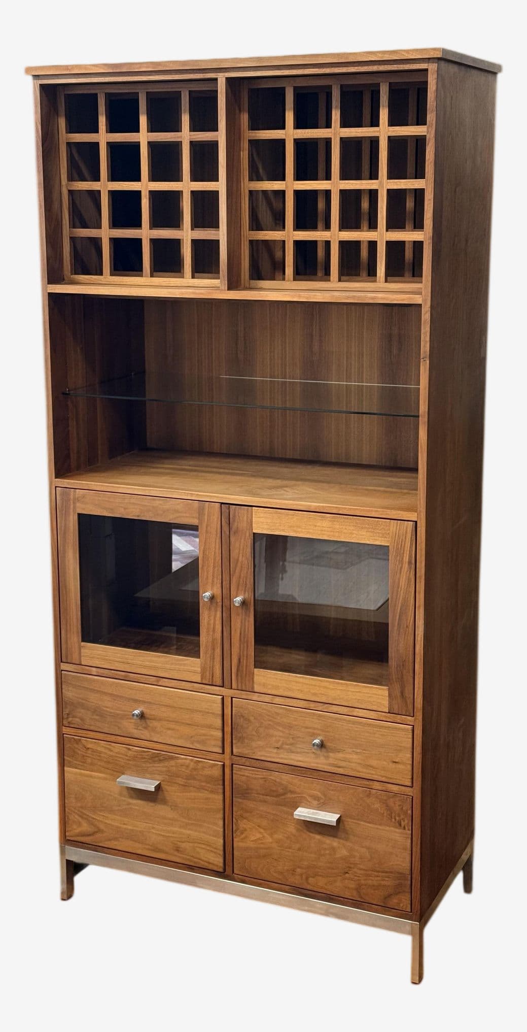 Shell Lake Woodcrafters for Room & Board Linear Walnut Wood Kitchen Hutch - Image 1