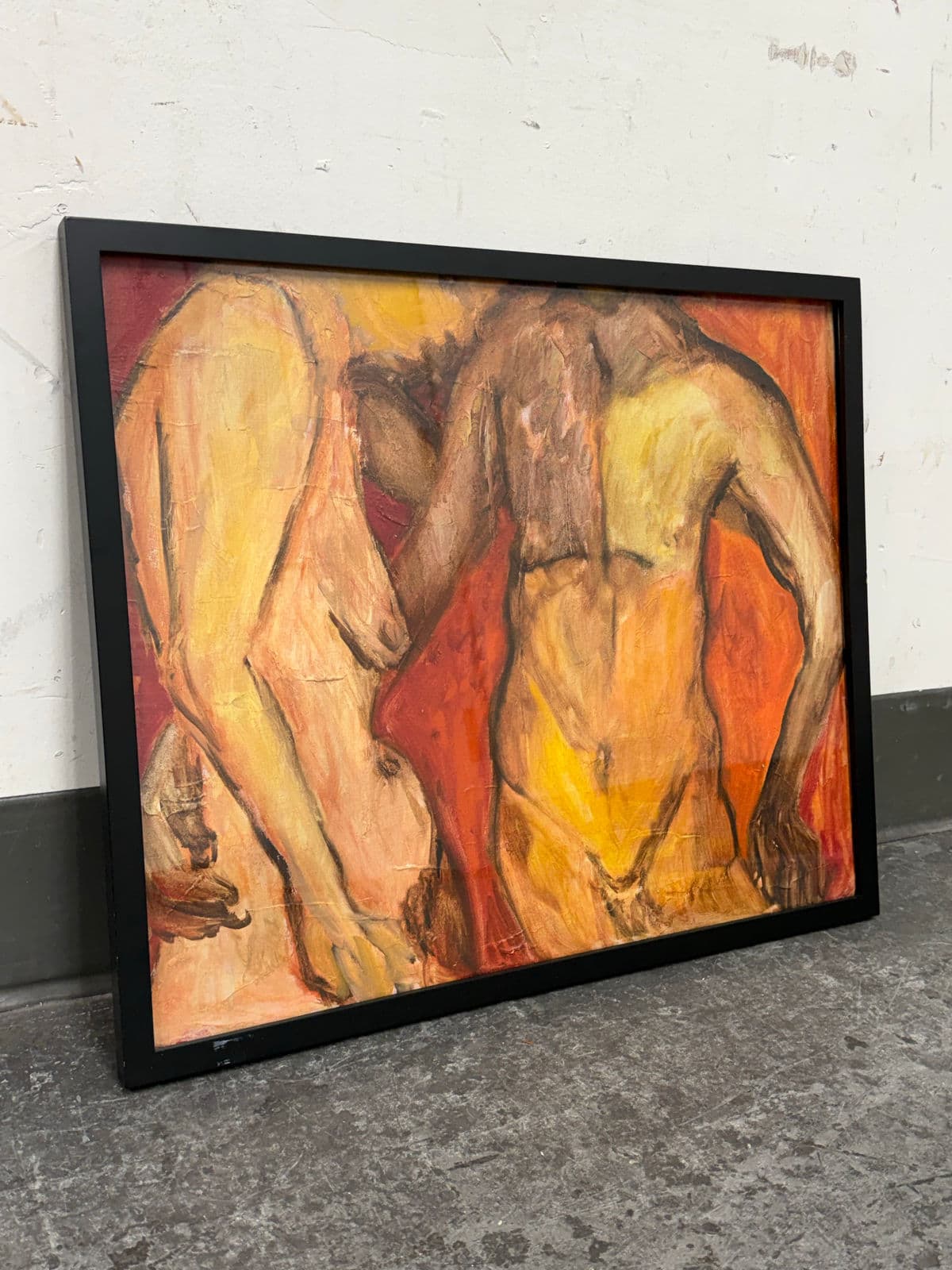 Expressionist Abstract Male + Female Entwined Painting, Framed - Thumbnail 4
