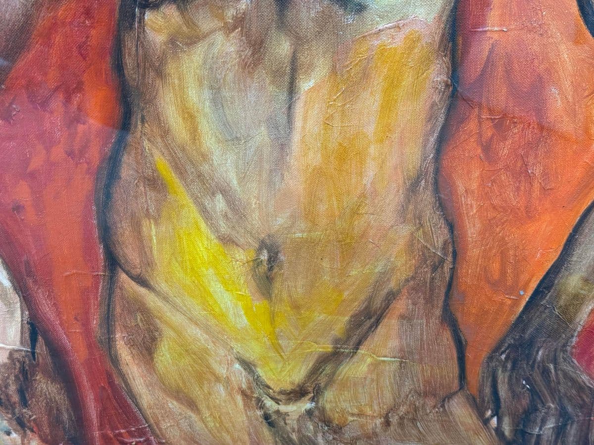 Expressionist Abstract Male + Female Entwined Painting, Framed - Thumbnail 9