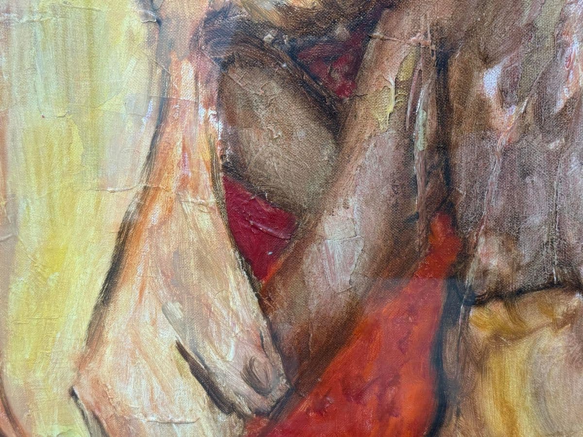 Expressionist Abstract Male + Female Entwined Painting, Framed - Thumbnail 6