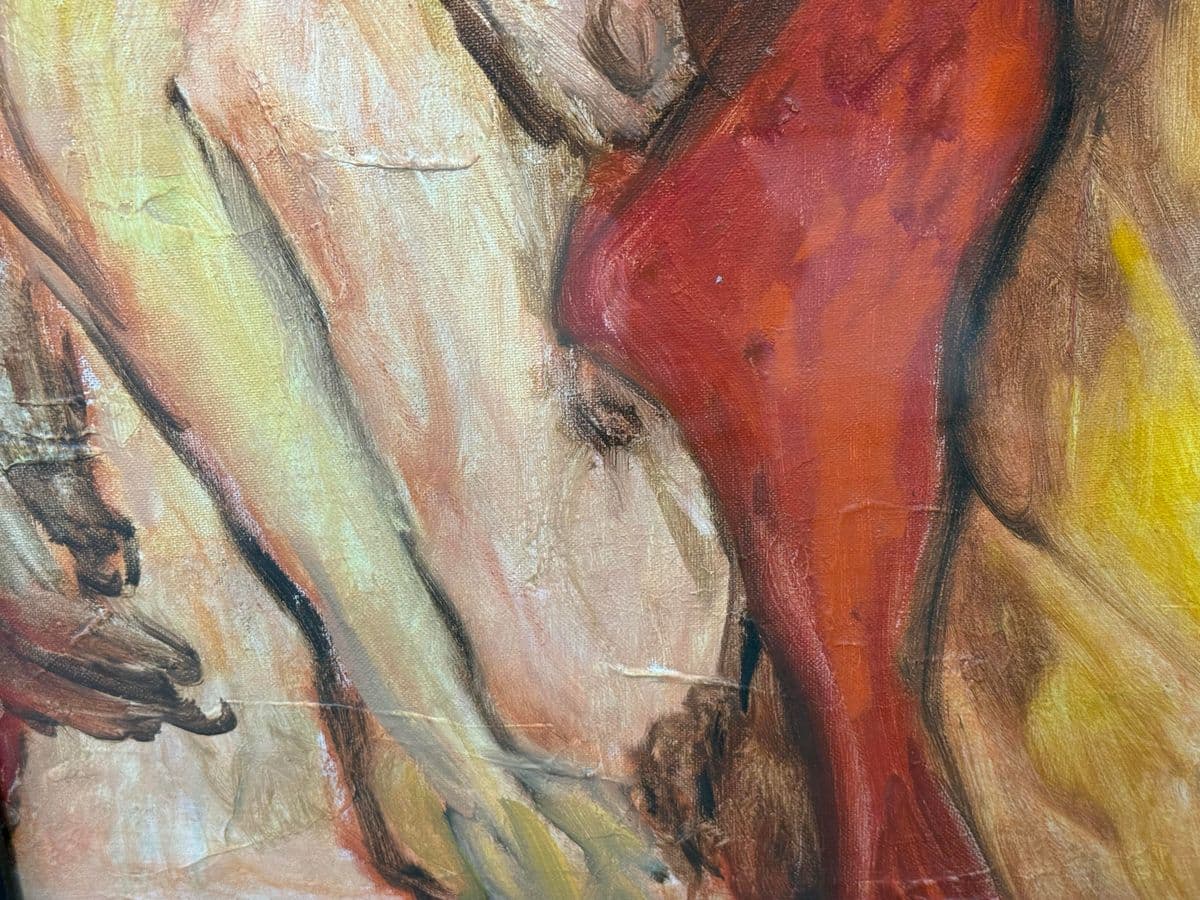 Expressionist Abstract Male + Female Entwined Painting, Framed - Thumbnail 8