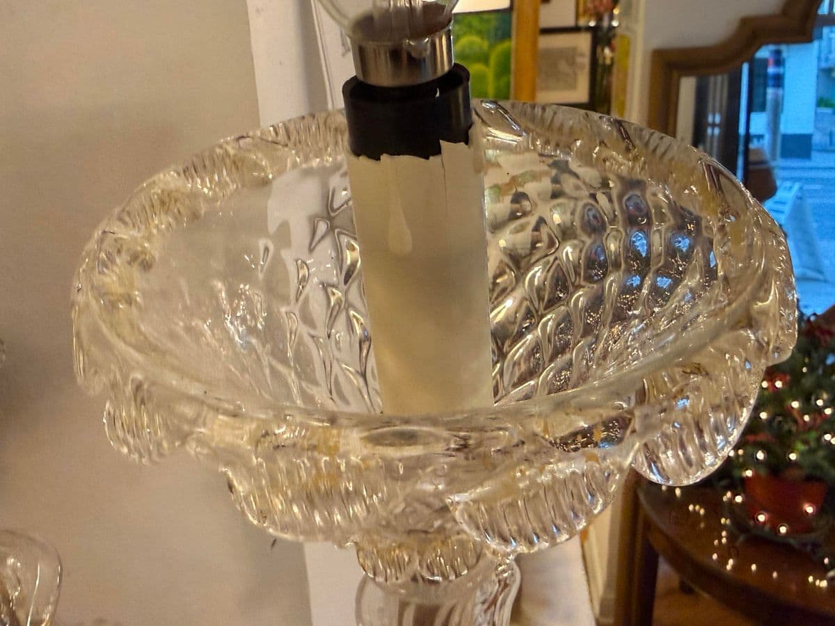 Mid 20th Century Murano Style Glass + Brass Sconce - Thumbnail 6