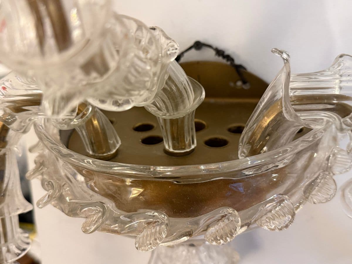 Mid 20th Century Murano Style Glass + Brass Sconce - Thumbnail 10