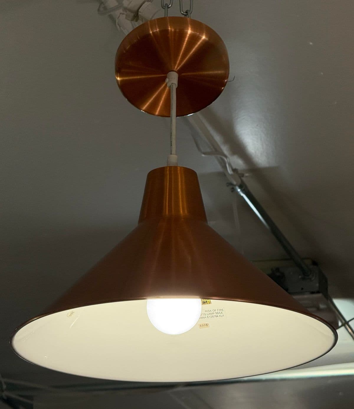 Copper Pendant With Copper Canopy - Thumbnail 3