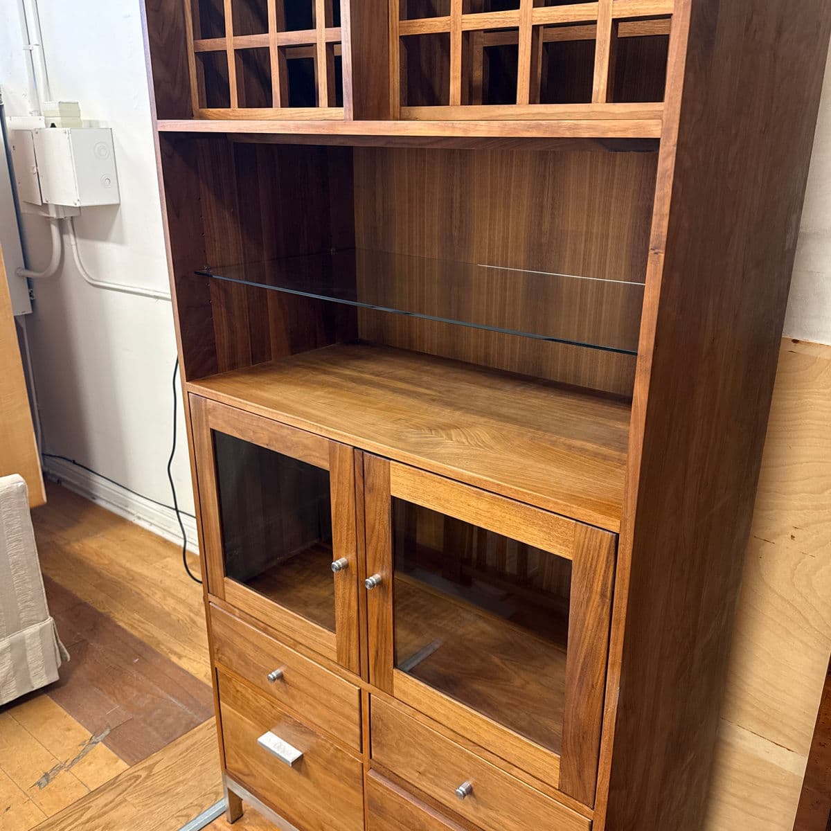 Shell Lake Woodcrafters for Room & Board Linear Walnut Wood Kitchen Hutch - Thumbnail 12