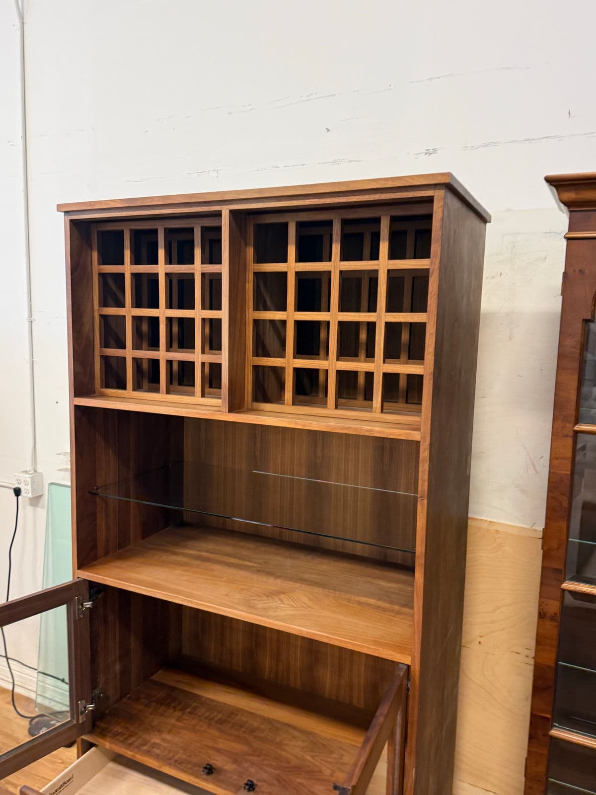 Shell Lake Woodcrafters for Room & Board Linear Walnut Wood Kitchen Hutch - Thumbnail 6