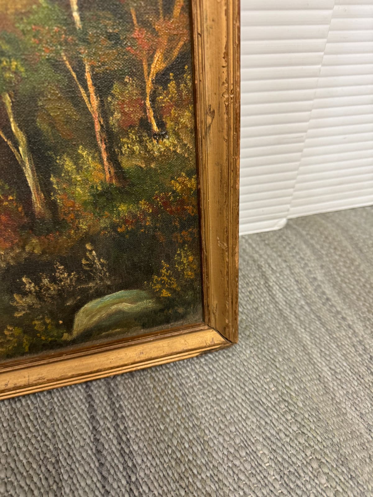 Circa 1958 H. Hansen "Picnic in Meadow" Original Painting, Framed - Thumbnail 11