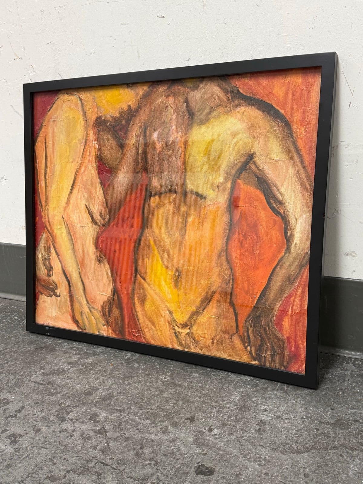 Expressionist Abstract Male + Female Entwined Painting, Framed - Thumbnail 3