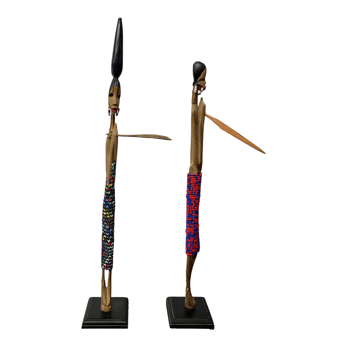 Handcrafted African Female Ndebele Beaded Figures, Pair - Thumbnail 2