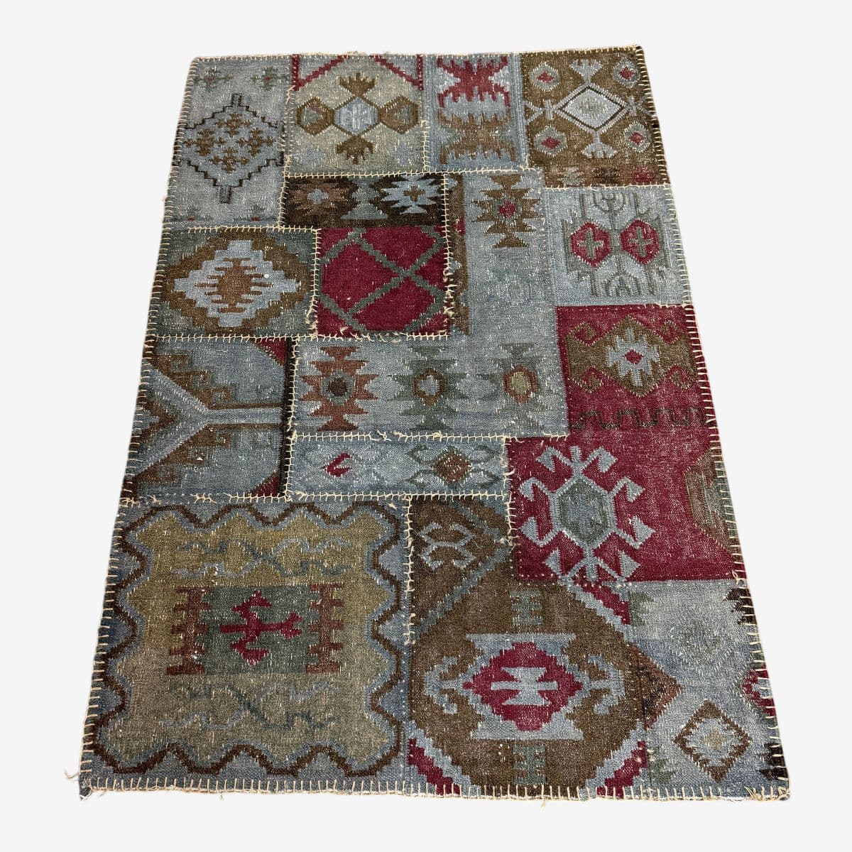 4ft × 5ft 11in Patchwork Stonewashed Kilim Rug - Image 1