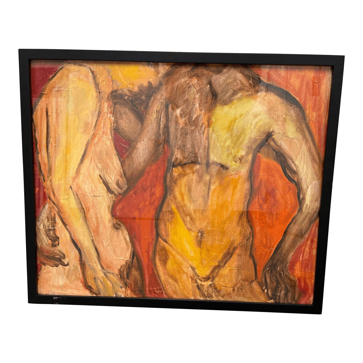 Expressionist Abstract Male + Female Entwined Painting, Framed - Thumbnail 2