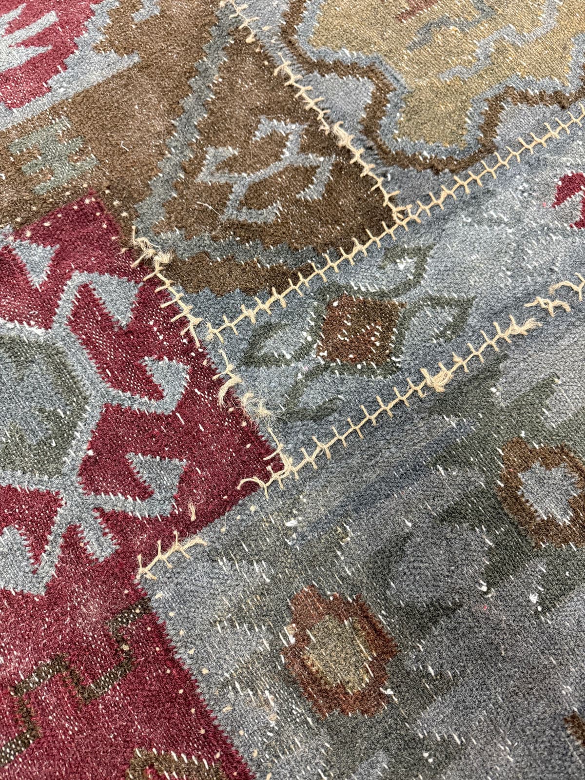 4ft × 5ft 11in Patchwork Stonewashed Kilim Rug - Thumbnail 7