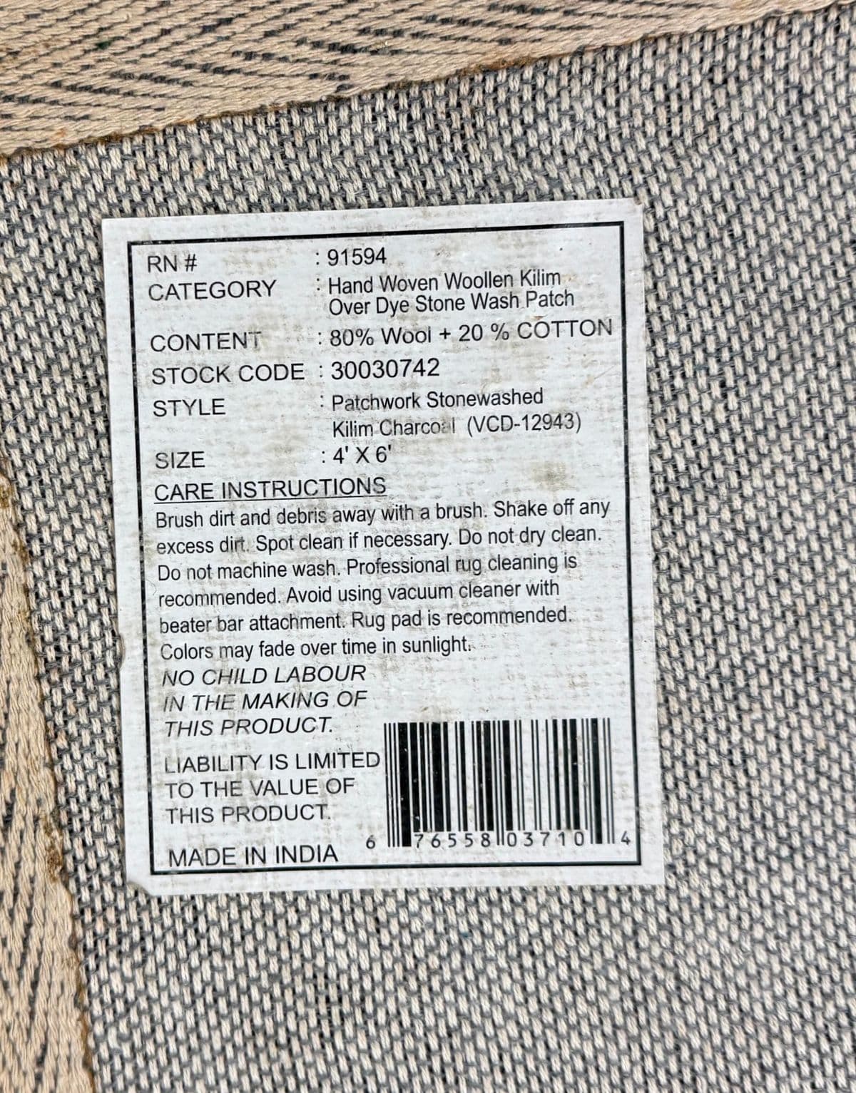 4ft × 5ft 11in Patchwork Stonewashed Kilim Rug - Thumbnail 9