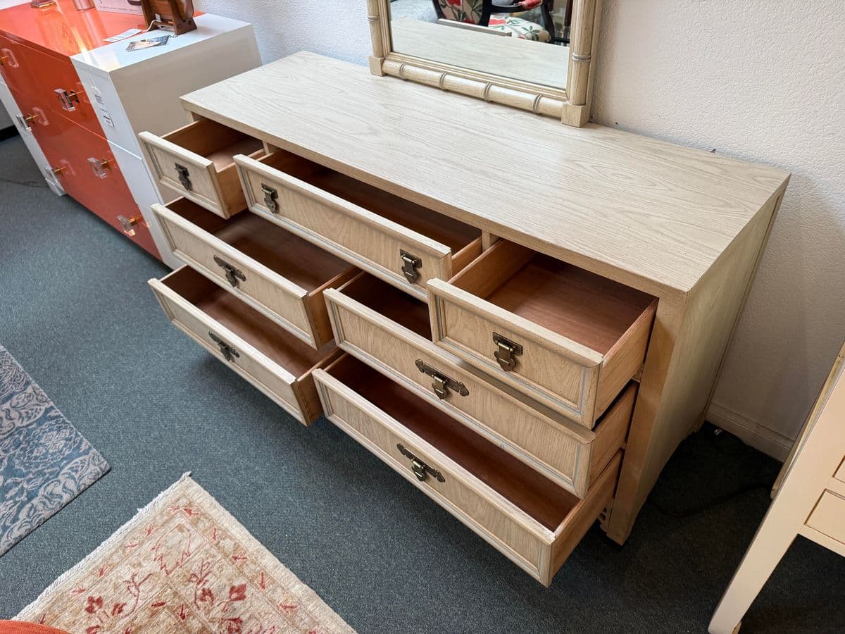 Mid 20th Century Dixie Furniture Shangri-La Chinoiserie Dresser + Mirror - Thumbnail 3