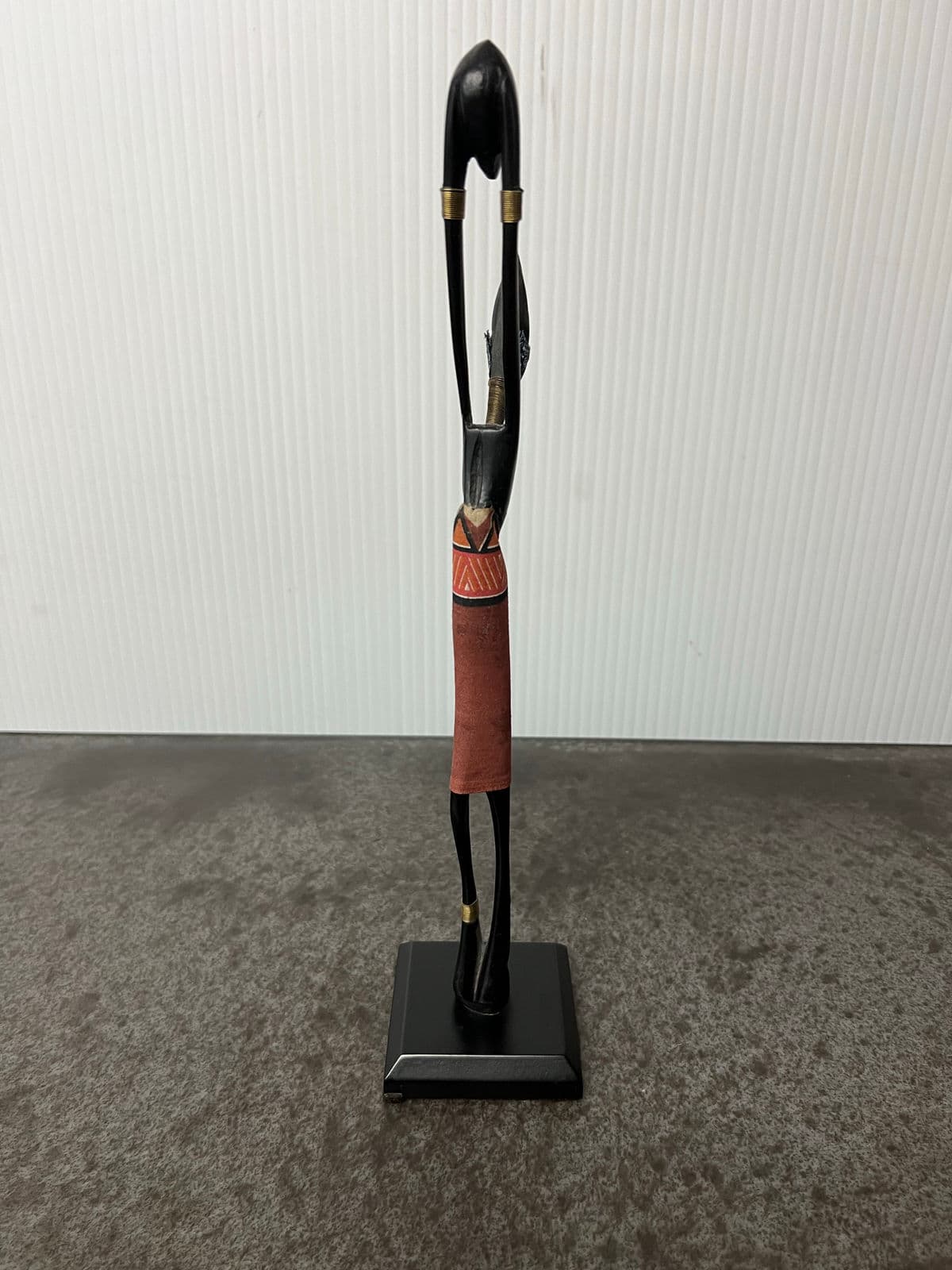 Handcrafted African Carved Figurine + Fabric Headpiece + Wood Carved + Metal Accents - Thumbnail 11