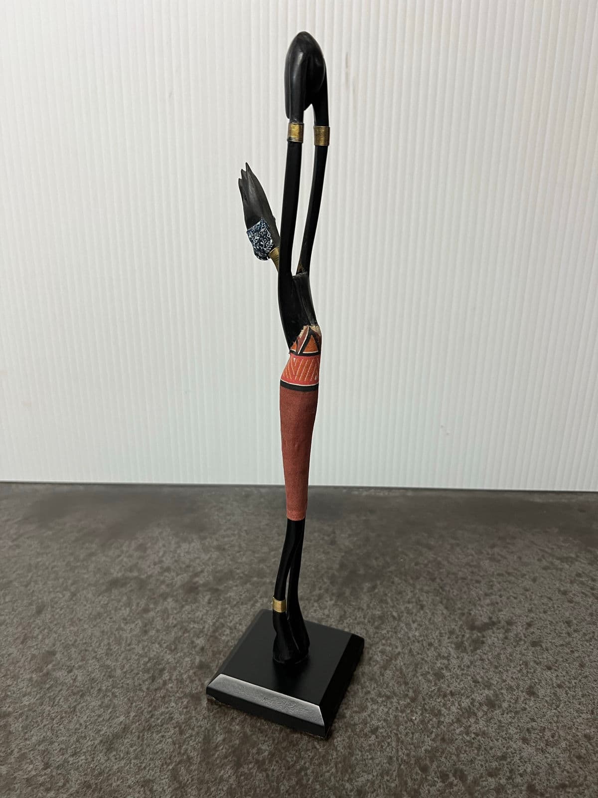 Handcrafted African Carved Figurine + Fabric Headpiece + Wood Carved + Metal Accents - Thumbnail 12