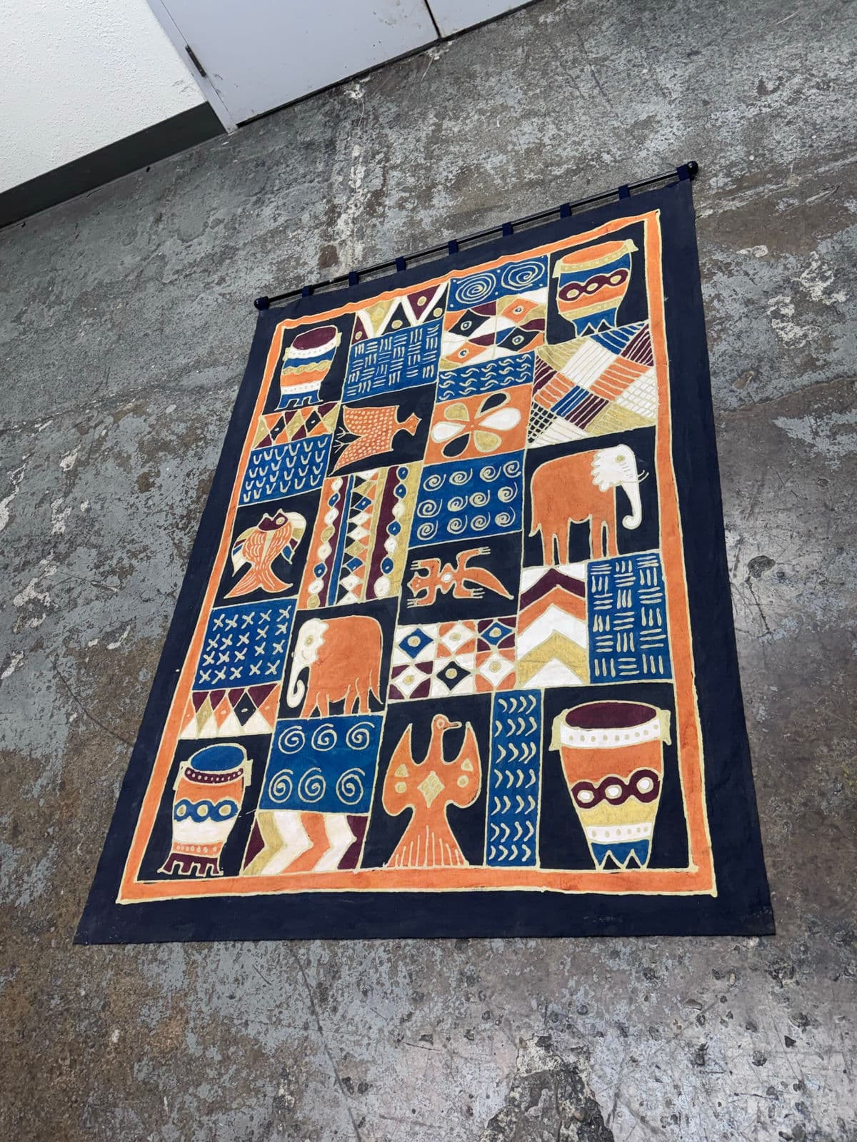 Hand Painted African Batik Wall Hanging - Thumbnail 3