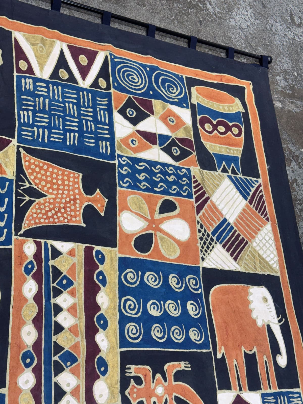 Hand Painted African Batik Wall Hanging - Thumbnail 5