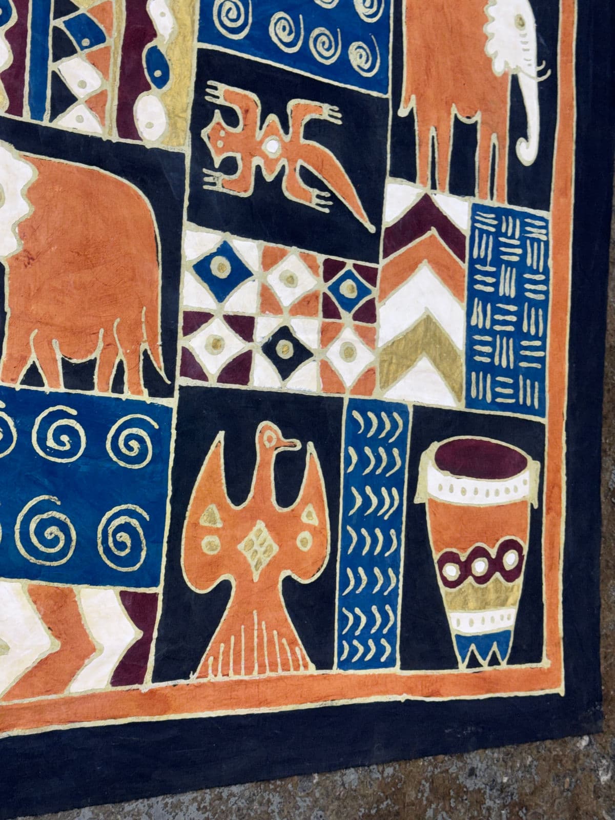 Hand Painted African Batik Wall Hanging - Thumbnail 4