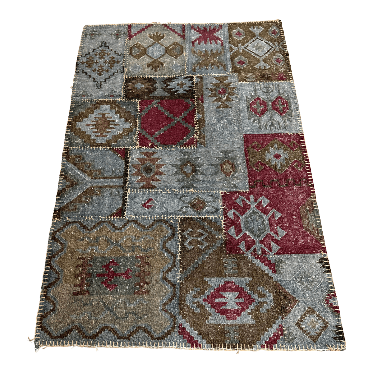 4ft × 5ft 11in Patchwork Stonewashed Kilim Rug - Thumbnail 2