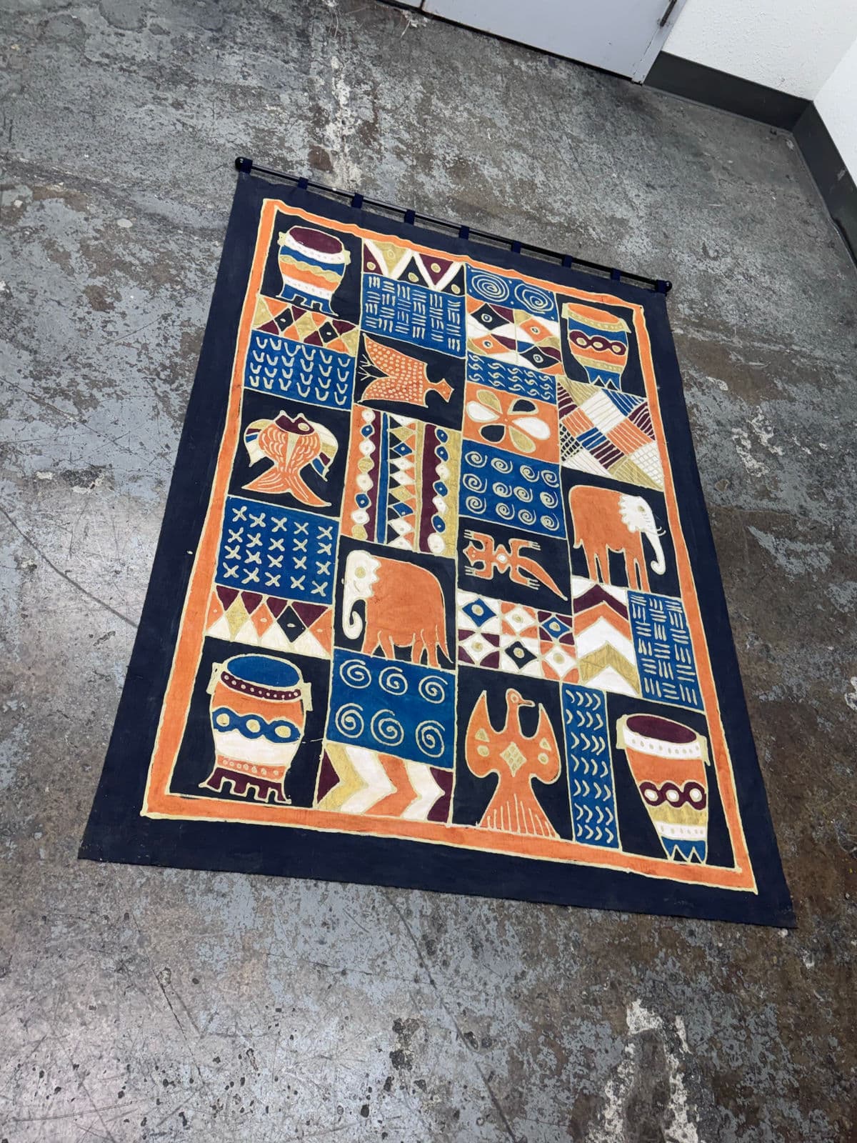 Hand Painted African Batik Wall Hanging - Thumbnail 13