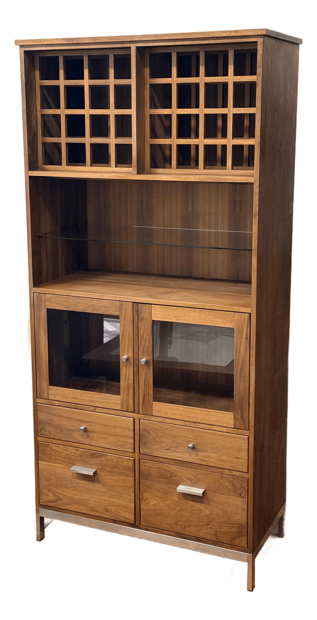 Shell Lake Woodcrafters for Room & Board Linear Walnut Wood Kitchen Hutch - Thumbnail 2