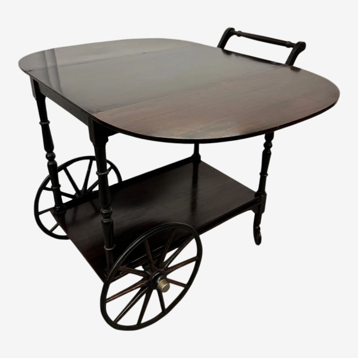Vintage Drop Leaf + Handle Tea Cart - Image 1