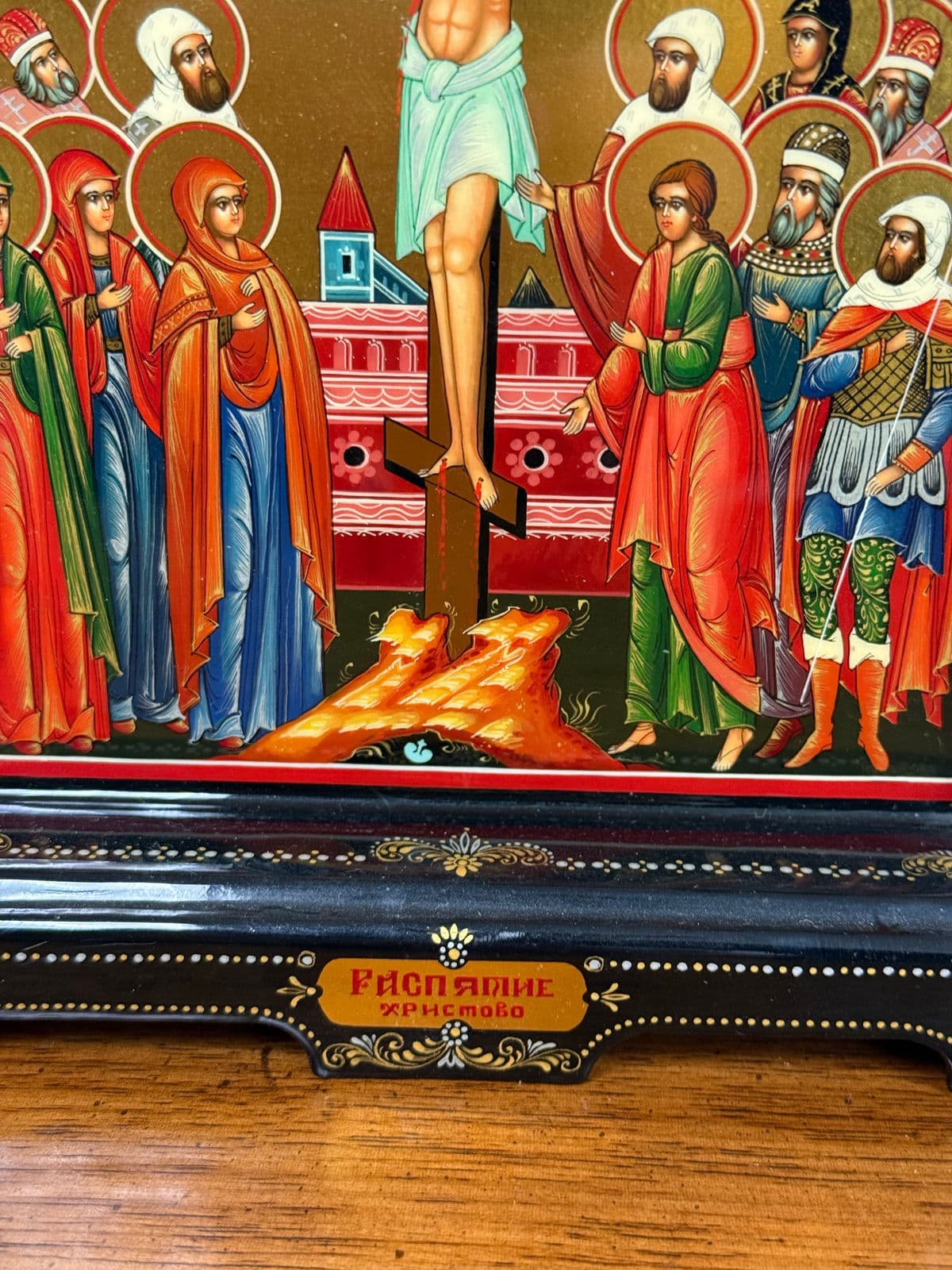 Lacquered Triptych Icon of Jesus and the Disciples - Thumbnail 4