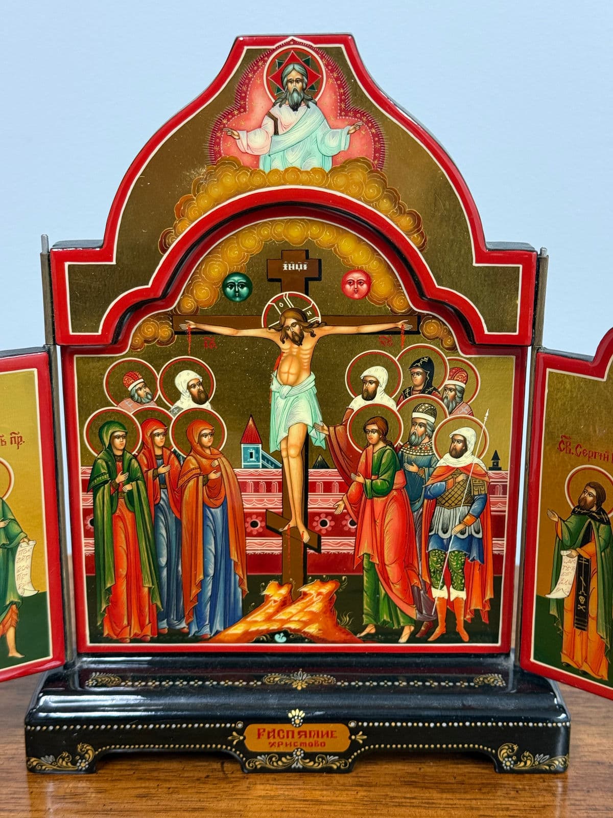 Lacquered Triptych Icon of Jesus and the Disciples - Thumbnail 10