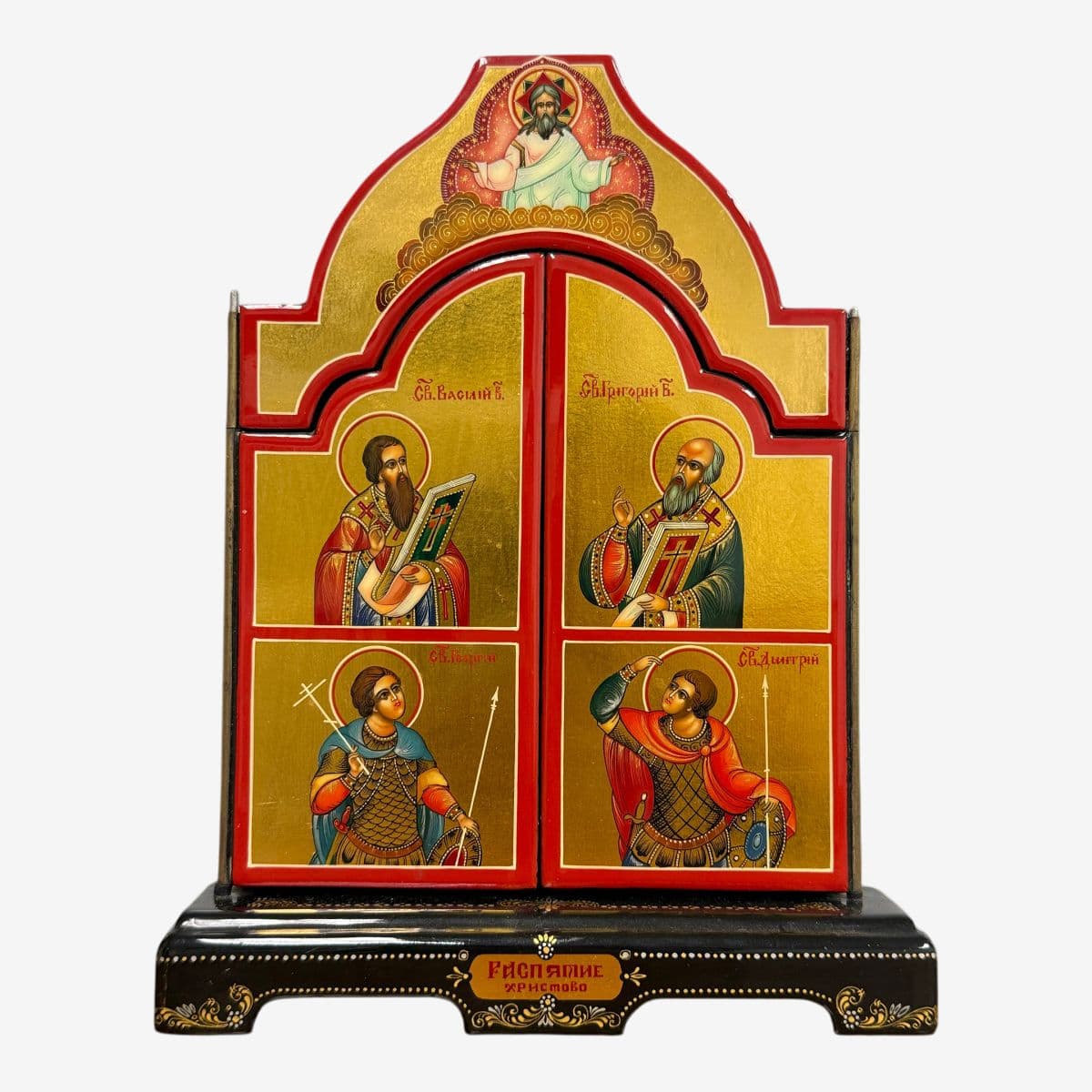 Lacquered Triptych Icon of Jesus and the Disciples - Image 1