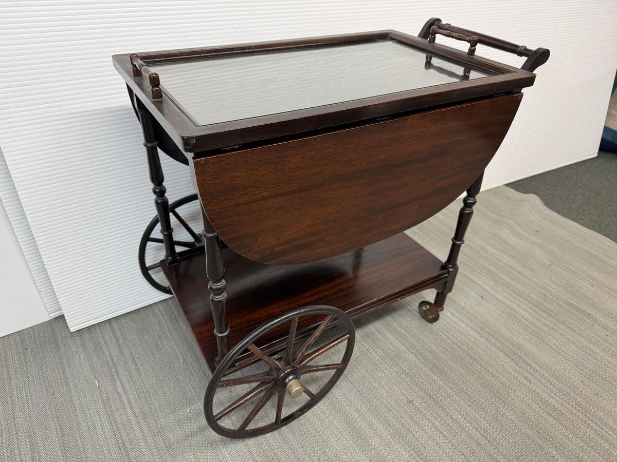 Vintage Drop Leaf + Handle Tea Cart - Thumbnail 3