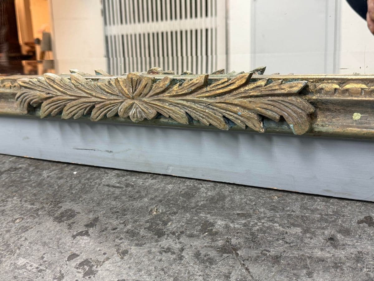 Antique French Style Distressed + Ornate Trumeau Mirror - Thumbnail 10