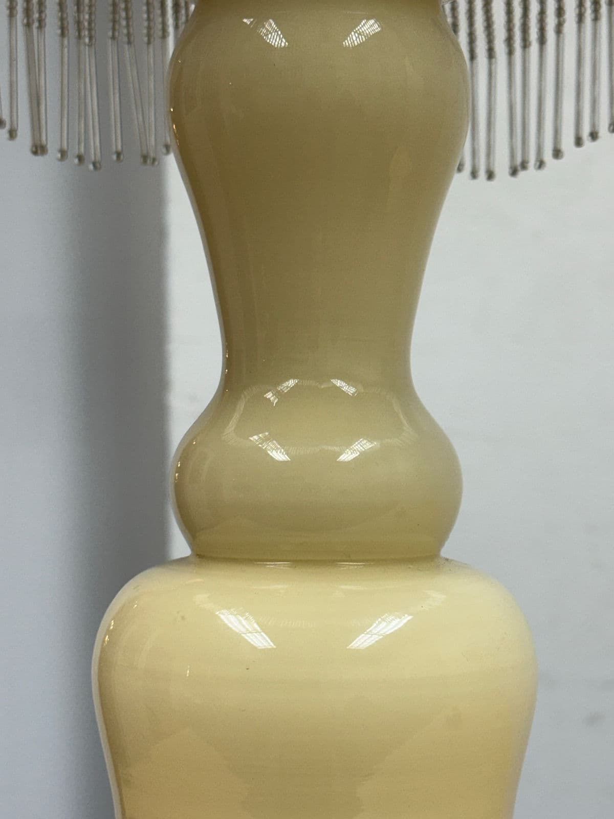 Vintage Porcelain Table Lamp With Victorian Beaded Fringe Lamp Shade - Thumbnail 11