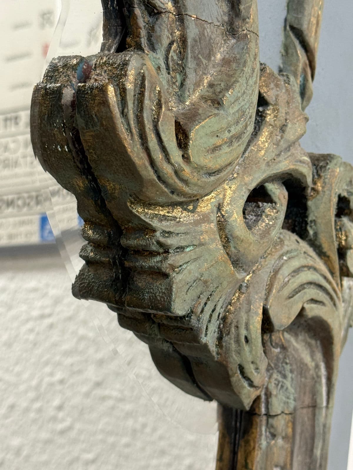 Antique French Style Distressed + Ornate Trumeau Mirror - Thumbnail 8