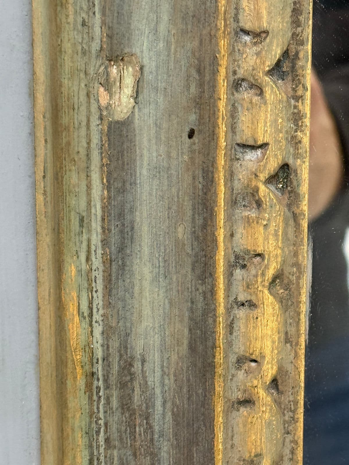 Antique French Style Distressed + Ornate Trumeau Mirror - Thumbnail 12