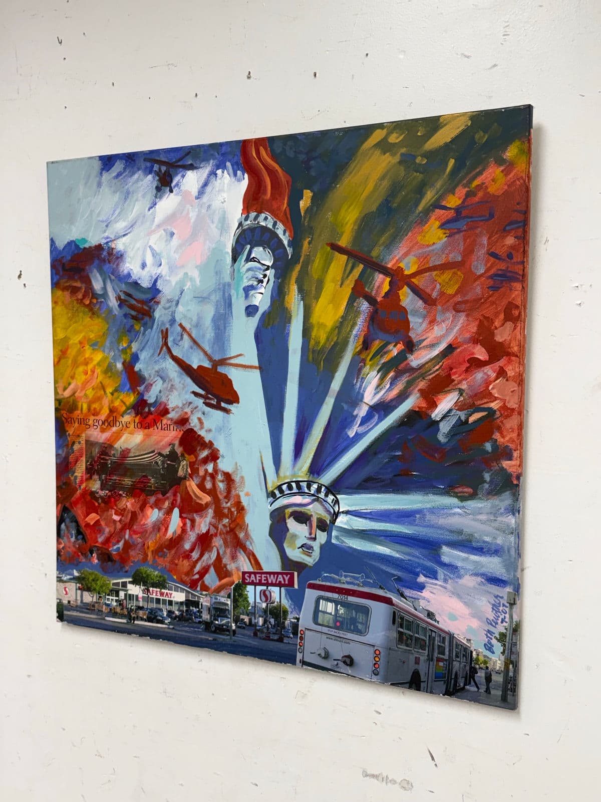 Circa 2007 Beth Pewther's "Revisiting Liberty; Saying Goodby" Mixed Media Artwork, Signed - Thumbnail 3