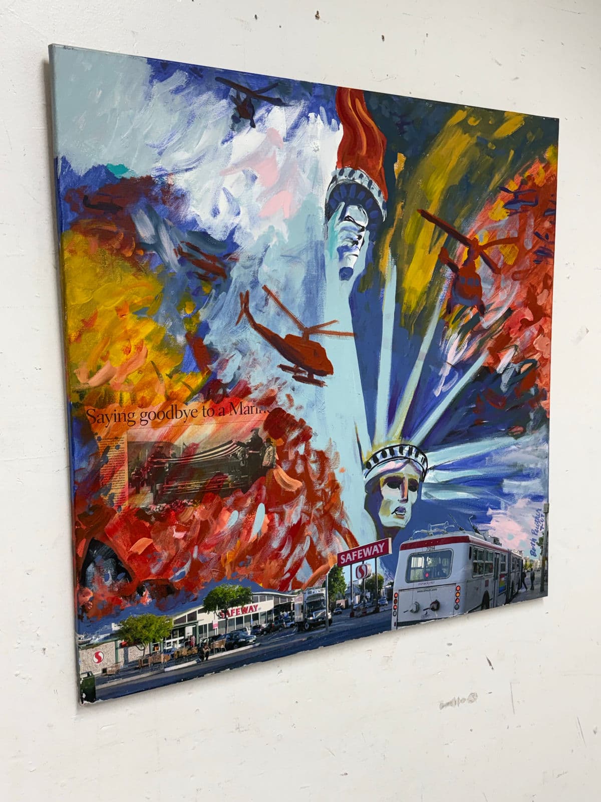 Circa 2007 Beth Pewther's "Revisiting Liberty; Saying Goodby" Mixed Media Artwork, Signed - Thumbnail 4