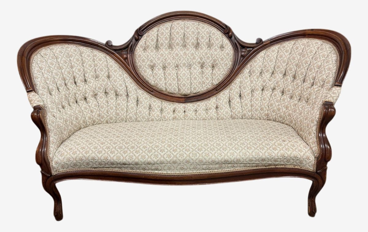 Antique Victorian Balloon Back Sofa - Image 1