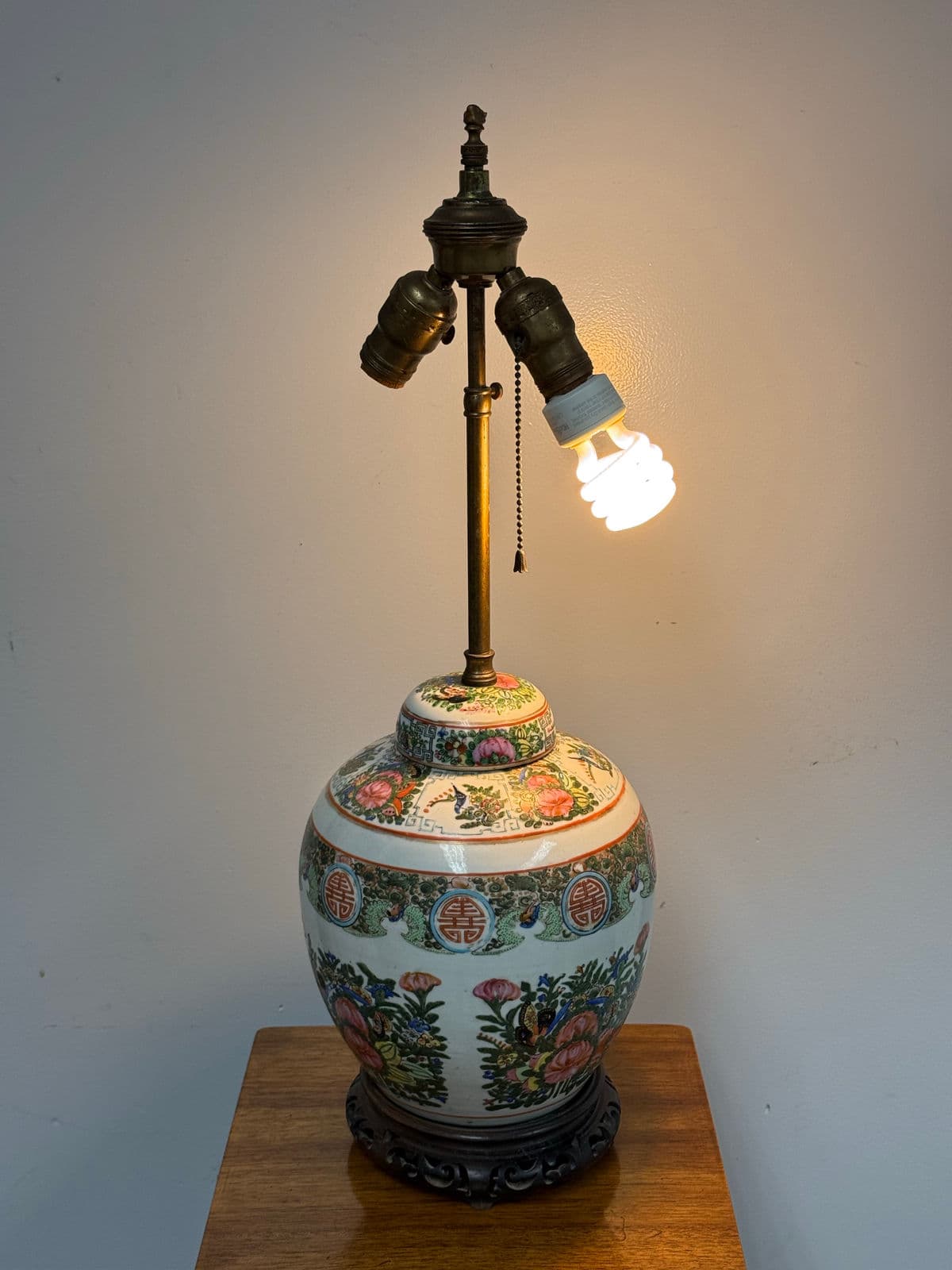 Vintage Famille Verte Porcelain Table Lamp - Thumbnail 10